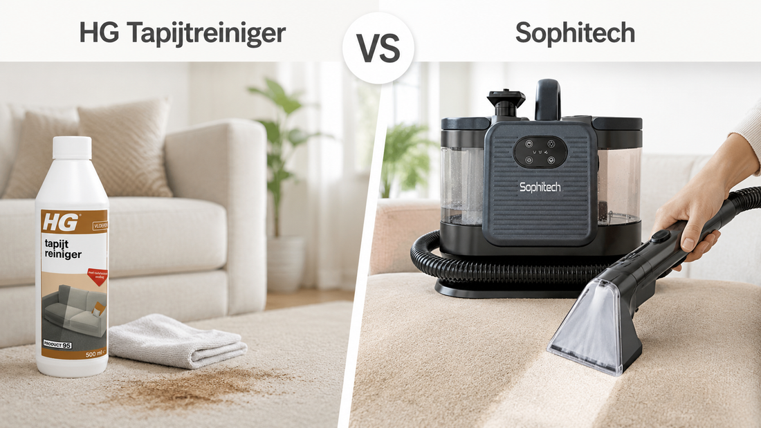 HG tapijtreiniger vs Sophitech, chemicaliën of mechanische reiniging?