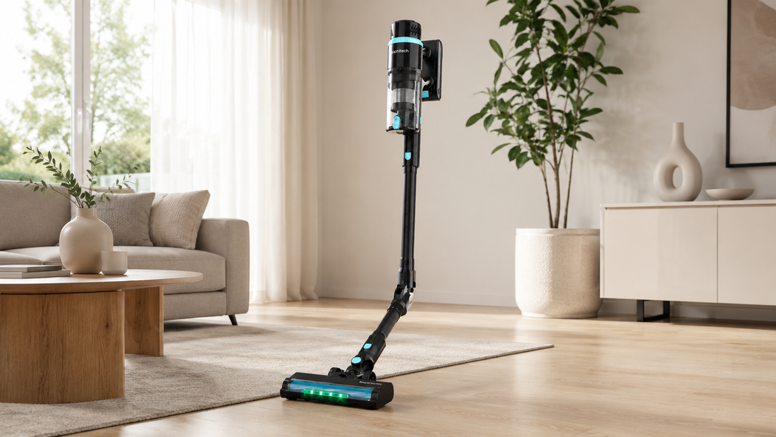 Sophitech DustVision steelstofzuiger in moderne woonkamer-setting
