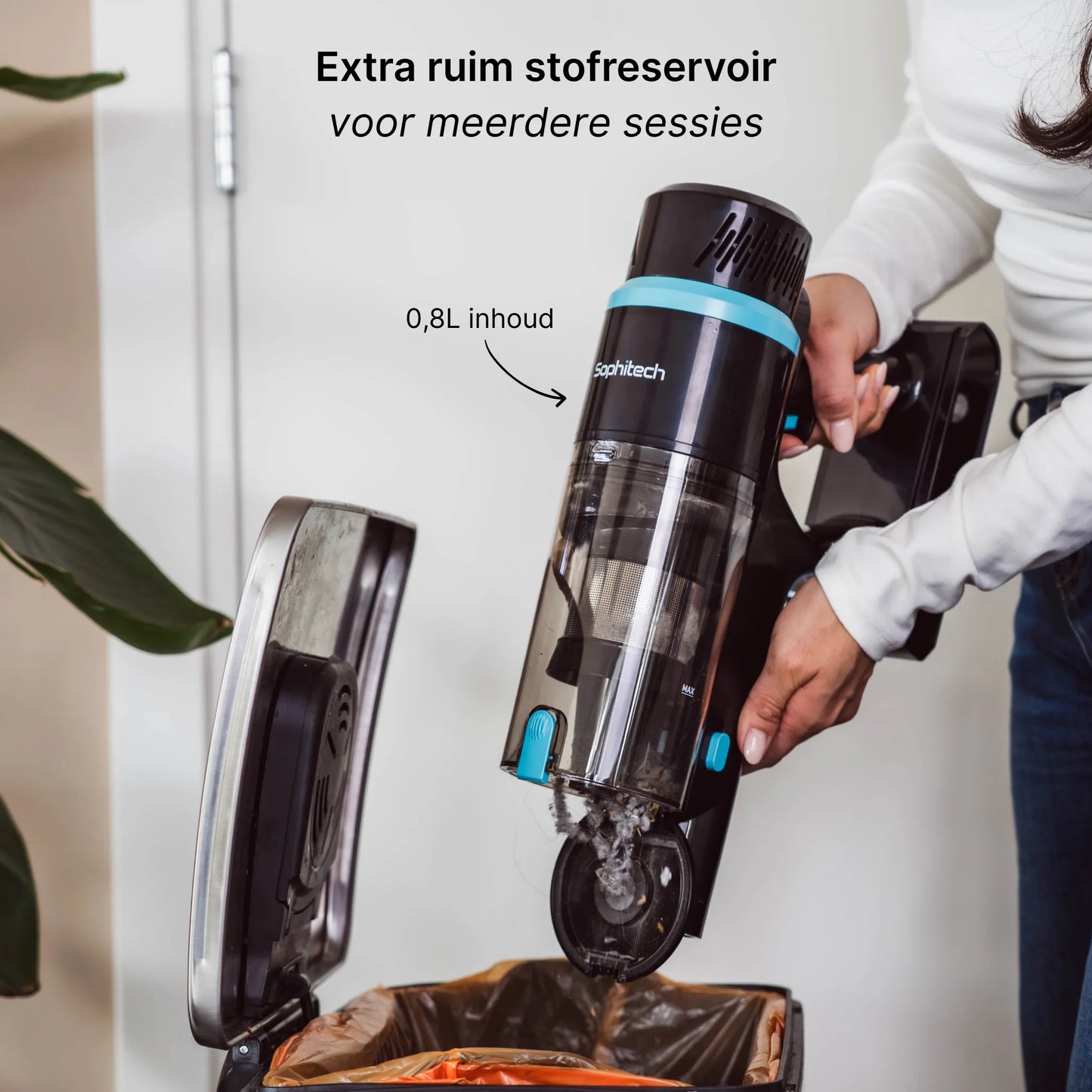 Sophitech Steelstofzuiger DustVision Draadloos Ruim Stofreservoir